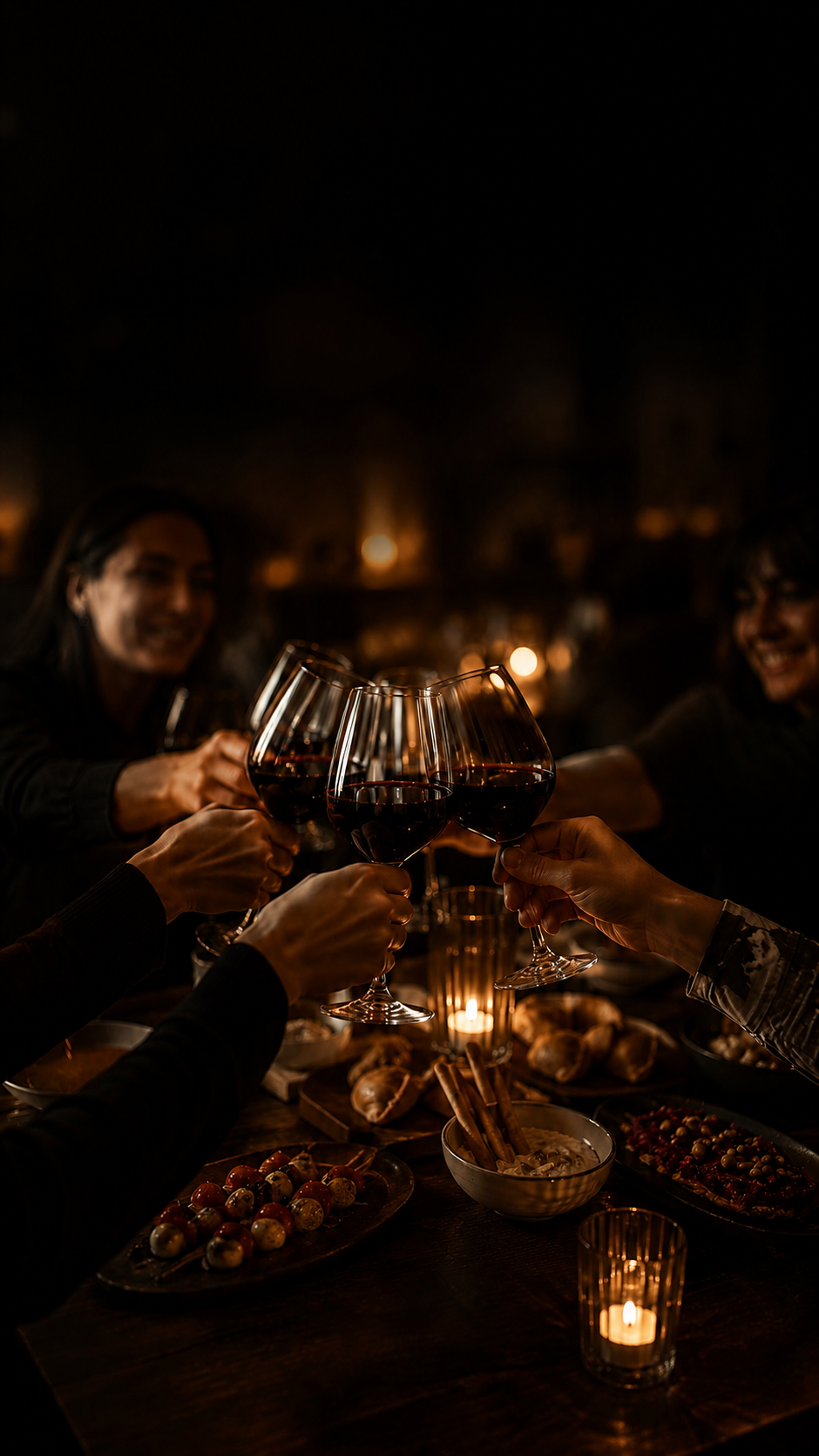 Personas brindando con vino durante una cata en Nordic Coffee